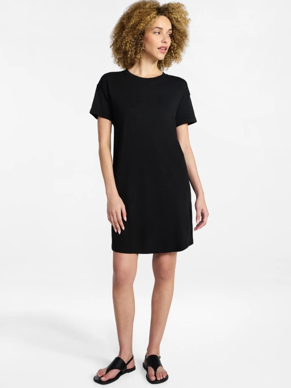 Time and Tru Black Short-Sleeve Mini Dress